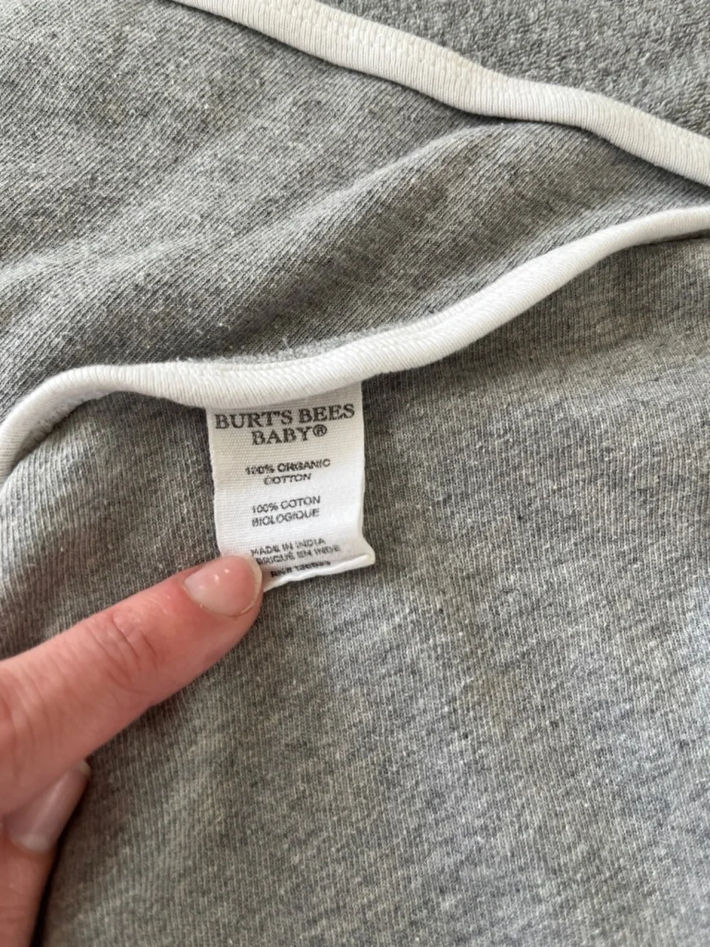 Burt’s Bees Baby Grey Hooded Towel -one